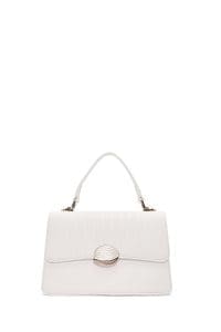 کیف زنانه کراس بادی کلاسیک کرم چاپ‌دار دوشی بلند دری مد