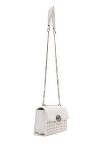 کیف زنانه کراس‌بادی بافت سفید بند زنجیری بلند دری مد