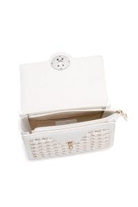 کیف زنانه کراس‌بادی بافت سفید بند زنجیری بلند دری مد