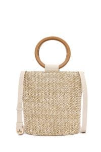 کیف زنانه کرم حصیری دستی دری مد