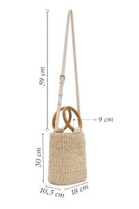 کیف زنانه کرم حصیری دستی دری مد