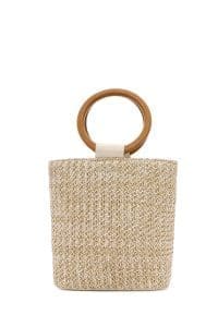 کیف زنانه کرم حصیری دستی دری مد