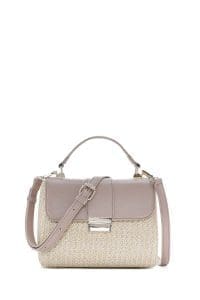 کیف زنانه کرم حصیری دوشی بلند دری مد