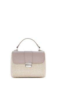 کیف زنانه کرم حصیری دوشی بلند دری مد