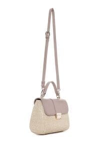 کیف زنانه کرم حصیری دوشی بلند دری مد