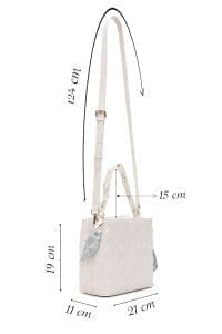 کیف زنانه کرم دوشی بلند طرح کاپیتونه با جزئیات تزئینی دری مد