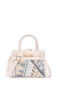 کیف زنانه کرم چاپ‌دار دوشی بلند دری مد