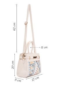 کیف زنانه کرم چاپ‌دار دوشی بلند دری مد