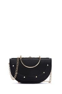 کیف زنانه کلاچ مشکی مجلسی دستی مینی زنجیردار دری مد