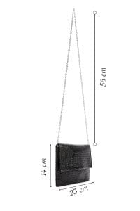 کیف مجلسی زنانه مشکی بند بلند زنجیری نگین‌دار دری مد