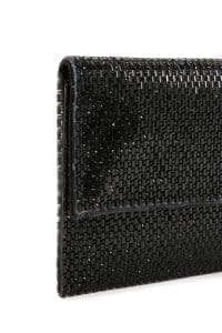 کیف مجلسی زنانه مشکی بند بلند زنجیری نگین‌دار دری مد