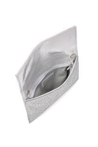 کیف مجلسی زنانه نقره‌ای بند بلند زنجیری نگین‌دار دری مد