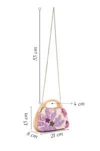 کیف مینی جعبه‌ای زنانه بنفش بند بلند پولکی دری مد