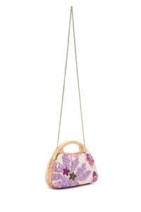 کیف مینی جعبه‌ای زنانه بنفش بند بلند پولکی دری مد