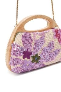 کیف مینی جعبه‌ای زنانه بنفش بند بلند پولکی دری مد