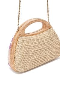 کیف مینی جعبه‌ای زنانه بنفش بند بلند پولکی دری مد