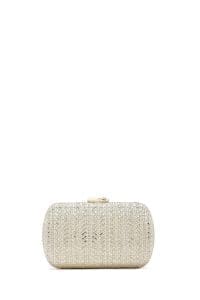 کیف مینی جعبه‌ای زنانه طلایی نگین‌دار دری مد