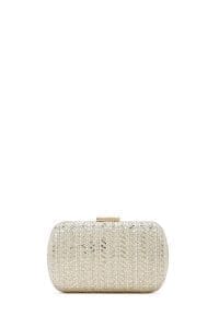 کیف مینی جعبه‌ای زنانه طلایی نگین‌دار دری مد