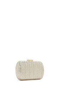 کیف مینی جعبه‌ای زنانه طلایی نگین‌دار دری مد