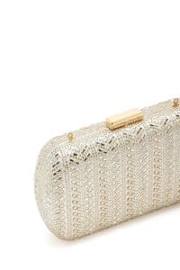 کیف مینی جعبه‌ای زنانه طلایی نگین‌دار دری مد