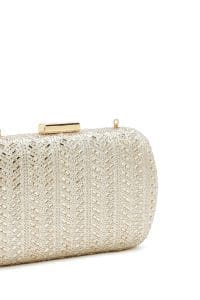 کیف مینی جعبه‌ای زنانه طلایی نگین‌دار دری مد