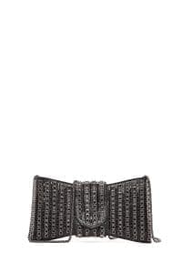 کیف مینی جعبه‌ای زنانه مشکی بند بلند نگین‌دار دری مد