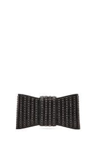 کیف مینی جعبه‌ای زنانه مشکی بند بلند نگین‌دار دری مد