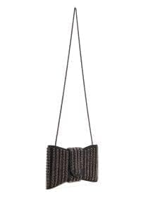 کیف مینی جعبه‌ای زنانه مشکی بند بلند نگین‌دار دری مد