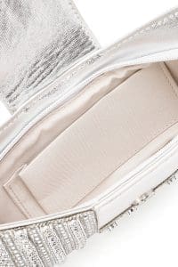 کیف مینی جعبه‌ای زنانه نقره‌ای بند بلند با سنگ دری مد