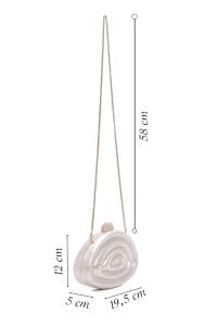 کیف مینی کلاچ زنانه سفید بند بلند طرح‌دار دری مد