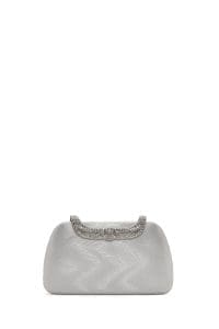 کیف مینی کلاچ زنانه نقره‌ای بند بلند زنجیری نگین‌دار دری مد