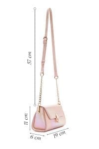 کیف کراس بادی زنانه متالیک صورتی بند کوتاه دری مد