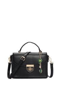 کیف کراس بادی زنانه مشکی بند بلند با جزئیات اکسسوری دری مد