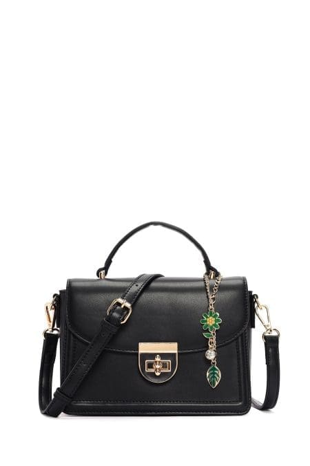 کیف کراس بادی زنانه مشکی بند بلند با جزئیات اکسسوری دری مد