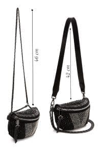 کیف کراس بادی زنانه مشکی بند بلند با نگین دری مد