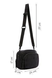 کیف کراس بادی زنانه پارچه‌ای مینی مشکی بند بلند دری مد