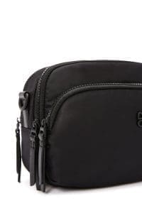 کیف کراس بادی زنانه پارچه‌ای مینی مشکی بند بلند دری مد