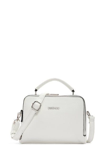 کیف کراس بادی زنانه چرم سفید بند بلند دری مد