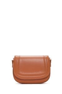 کیف کراس بادی زنانه چرم قهوه‌ای بند بلند دری مد