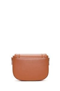 کیف کراس بادی زنانه چرم قهوه‌ای بند بلند دری مد