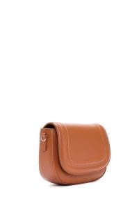 کیف کراس بادی زنانه چرم قهوه‌ای بند بلند دری مد