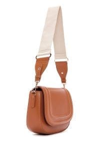 کیف کراس بادی زنانه چرم قهوه‌ای بند بلند دری مد