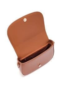 کیف کراس بادی زنانه چرم قهوه‌ای بند بلند دری مد