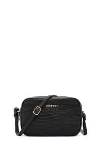 کیف کراس بادی زنانه چرم مشکی بند بلند دری مد