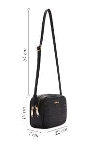 کیف کراس بادی زنانه چرم مشکی بند بلند دری مد