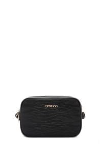 کیف کراس بادی زنانه چرم مشکی بند بلند دری مد