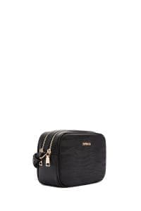 کیف کراس بادی زنانه چرم مشکی بند بلند دری مد