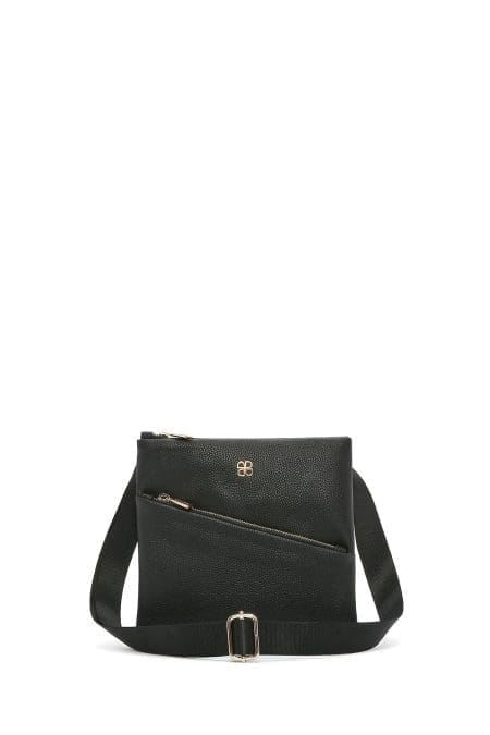 کیف کراس بادی زنانه چرم مشکی بند بلند دری مد