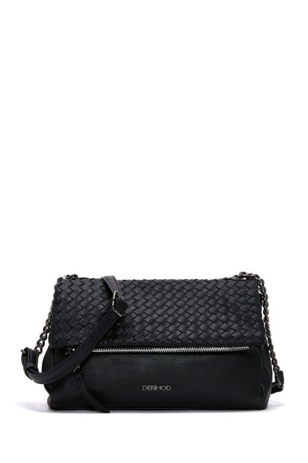 کیف کراس بادی زنانه چرم مشکی بند بلند دری مد