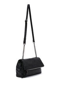 کیف کراس بادی زنانه چرم مشکی بند بلند دری مد